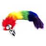 Butt Plug Furry Fantasy Rainbow Tail 45 cm cu coadă din blană