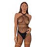 Bodystocking Lace Crossover Neck Crotchless