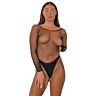 Bodystocking Lace Crotchless cu mâneci lungi