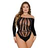 Body Lace Plus Size cu mânecă lungă și spate decupat