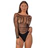 Body Lace One Size cu mâneci lungi și decolteu profund