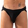 Jockstrap BURN - 011 DOUBLE BLACK JOCK S cu transparențe strategice