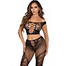 Set lencerie Leg Avenue top și leggings cu umerii descoperiți