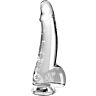 Dildo King Cock Clear 15.2 cm cu testicule și bază puternică