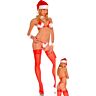 Music Legs Sexy Santa Costume with Feather Bikini