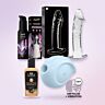 Set premium pentru ea cu stimulator Satisfyer și dildo din sticlă