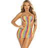 Lengerie Leg Avenue Rochie Sexy Halter cu Rayuri Arcoiris