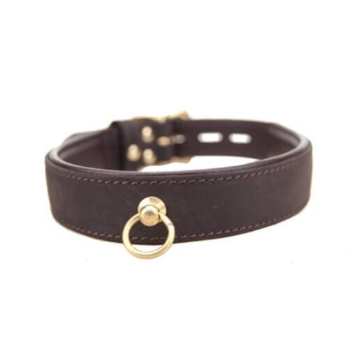 Choker Bound din piele nubuck cu inel O