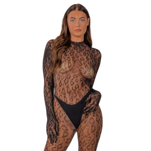 Bodystocking Lace Gloved Leopard Print – Design seducător