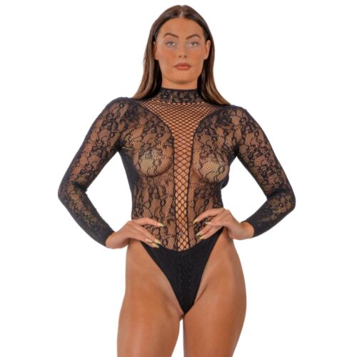 Body Lace cu gât înalt și detalii provocatoare