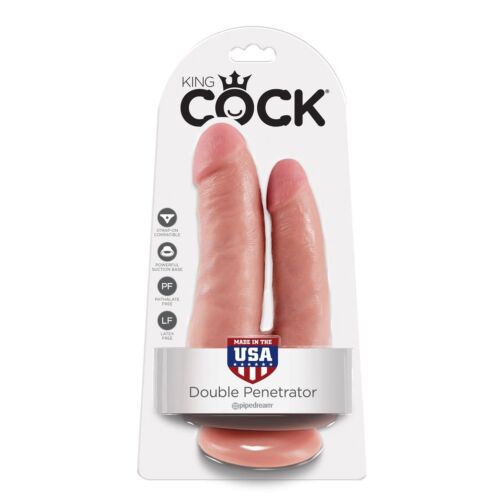 Dildo King Cock Dublu Penetrație Natural cu Tacto Real