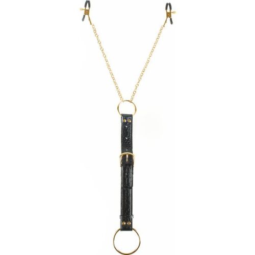 Inel Fetish Fantasy Gold și Clește pentru Pezoni