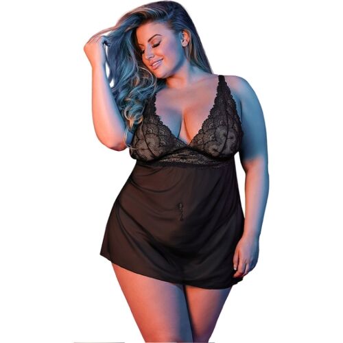 Set Lingerie BABY DOLL & G-SET negru L/XL