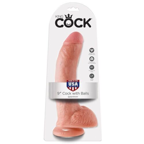 Dildo King Cock 9 Natural cu testicule și ventuză