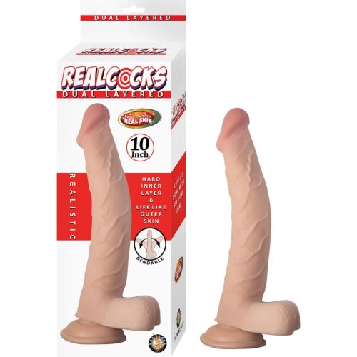 Dildo Nasstoys RealCocks Dual Layer 10 Inch cu miez flexibil