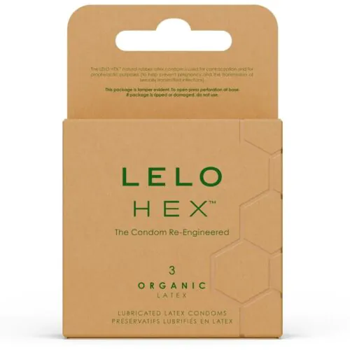 Prezervative Lelo HEX Organic 3 Pack cu structură microhexagonală