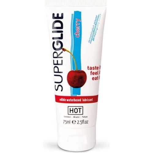 Lubrifiant comestibil Hot Superglide cu aromă de cireșe 75ml