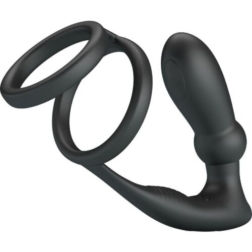 Inel pentru penis Pretty Love Emoni cu plug anal vibrant
