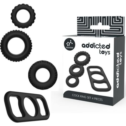 Set de 4 Ineluri Penis Addicted Toys pentru Ereții Durabile