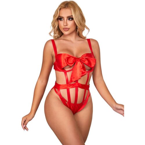 Body sexy SUBBLIME cu fundiță roșie L XL