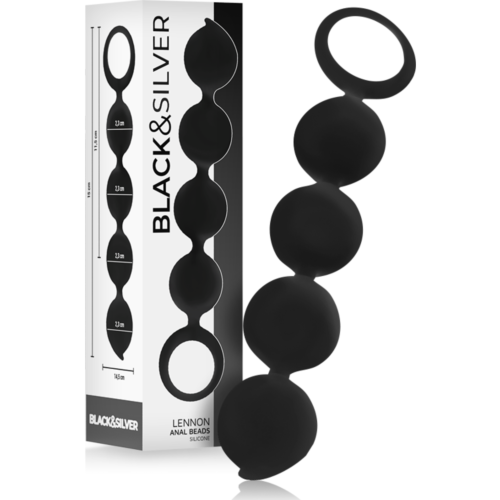 Lazuri Anale BLACK&SILVER Lennon 15 cm cu 4 bile din silicon
