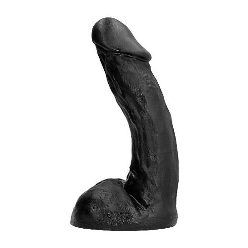 Dildo All Black 28 cm cu design curbat pentru punctul G