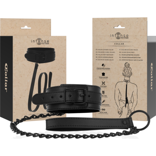 Colier din piele vegană INTENSE FETISH cu design ajustabil