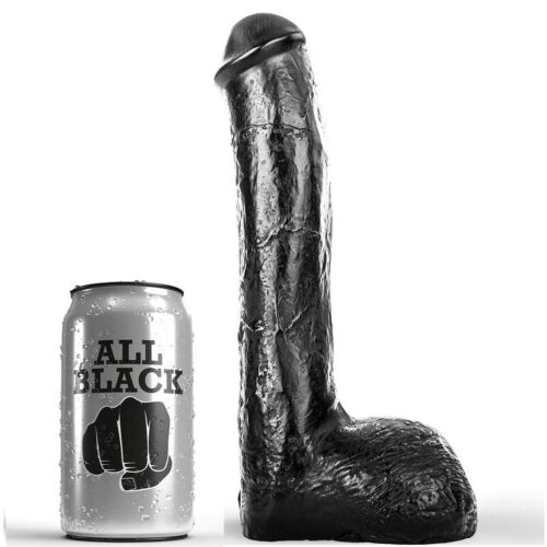 Dildo All Black 23 cm - Textura ondulată pentru stimulare anală