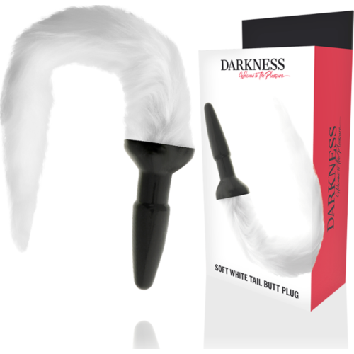 Plug Anal DARKNESS cu Cola Albă pentru Estimulare Vizuală