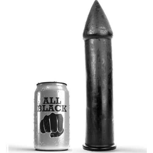Dildo All Black 24 cm cu textură hipoalergenică