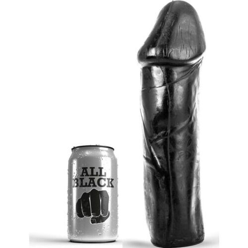 Dildo ALL BLACK fără testicule, 28 cm inserție
