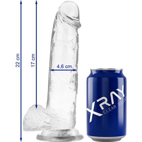 Dildo X RAY Clear 22 cm cu bază de ventuză