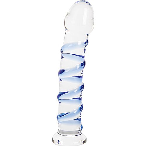 Dildo de sticlă S Pleasures Crystal LYNX cu reliefe marcate