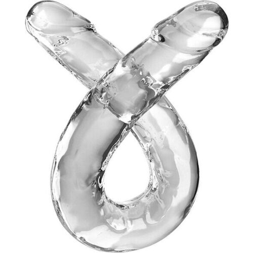 Dildo Dublu KING COCK Clear Double Trouble de 46 cm