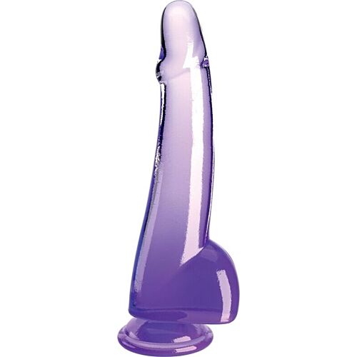 Dildo KING COCK Clear 19 cm cu testicule și bază de ventuză