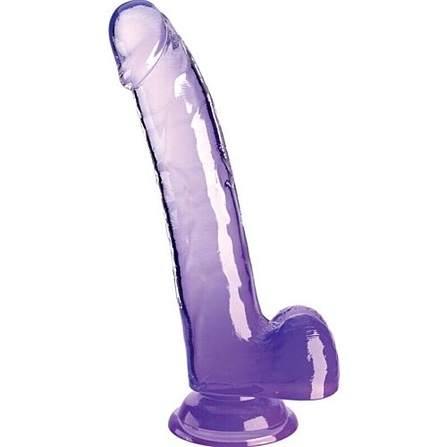 Dildo King Cock Clear 20.3 cm cu testicule și bază de ventuză