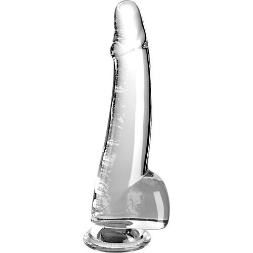 Dildo King Cock Clear 19 cm cu testicule