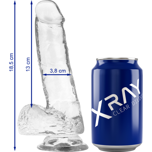 Dildo X RAY Clear 18.5 cm cu ventuză