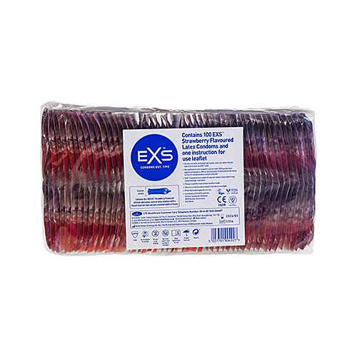 Prezervative Exs Strawberry Sundae cu aromă de căpșuni