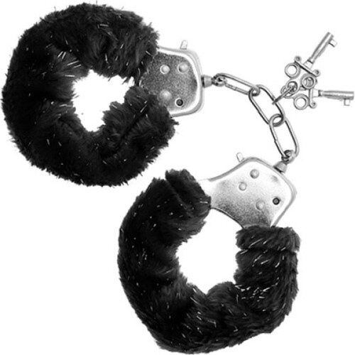 Cătușe S Pleasures Furry Cuffs Black cu pluș