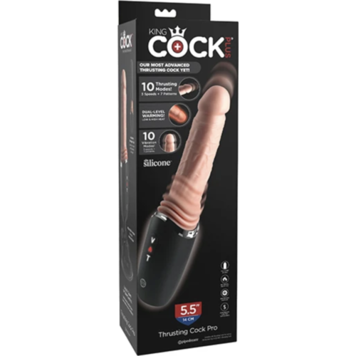 Dildo KING COCK PLUS PRO cu împingere, vibrații și încălzire