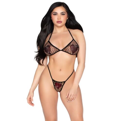 Top și chiloți LEG AVENUE 86147 FISHNET BRA TOP