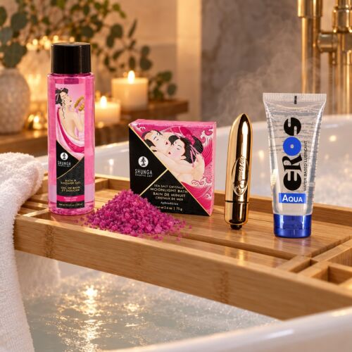 Set pentru duș și cadă cu glonț vibrator submersibil – imagine de ambianță (imagine generată cu IA)