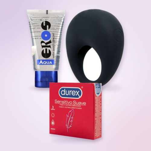 Set pentru cupluri cu inel vibrator Pretty Love, prezervative și lubrifiant