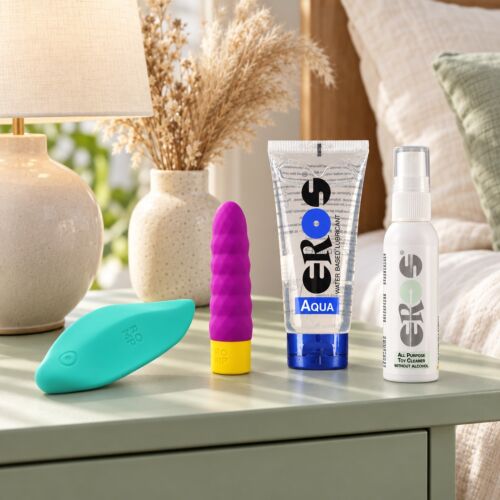 Primul vibrator: set pentru începători cu două jucării ROMP – imagine de ambianță (imagine generată cu IA)