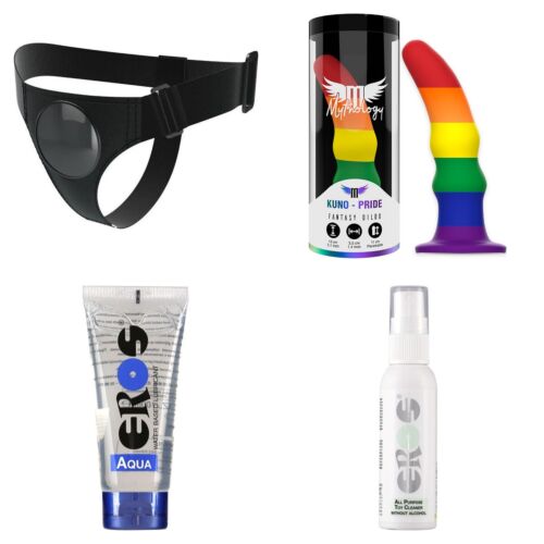 Set strap-on pentru începători cu ham universal și dildo din silicon