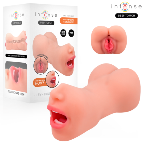 Masturbator INTENSE Riley cu două orificii conecta