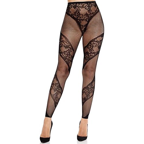 Ciorapi Leg Avenue Lace and Net Illusion pentru picioare atrăgătoare