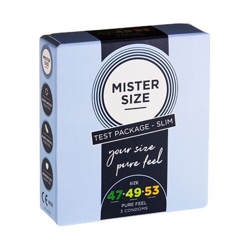 Pack de prezervative Mister Size 47, 49 și 53 pentru ajustare confortabilă