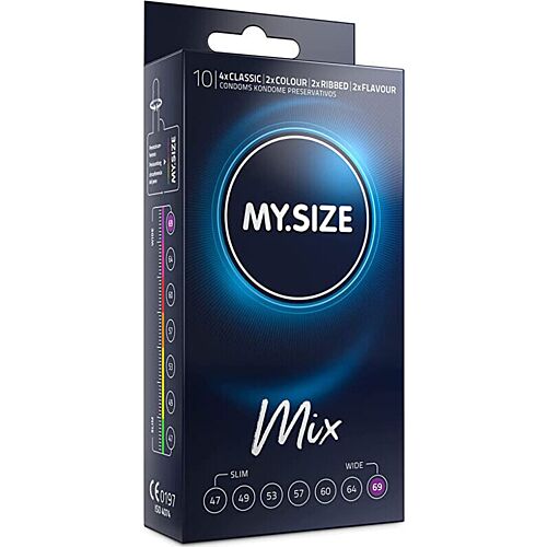 Prezervative MY SIZE MIX 69 mm cu arome și texturi variate